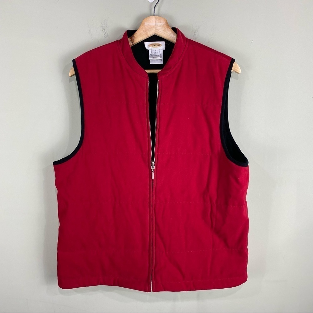 Talbots: Reversible Thin Quilted Winter Puffer Vest Jacket Red Black Size Medium